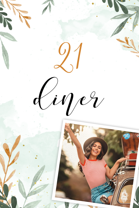 Botanische uitnodiging 21 diner voor vrouw met watercolour takjes