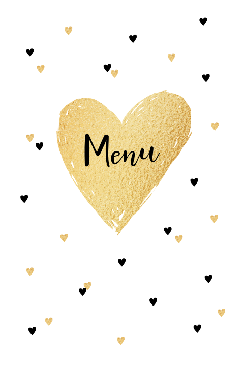 Trendy menukaart met hartjes