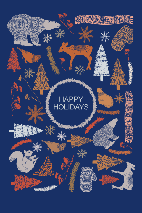 Originele kerstkaart met winterdieren