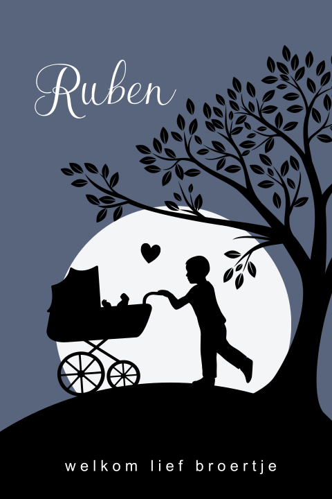 Hippe geboortekaart jongen met silhouet
