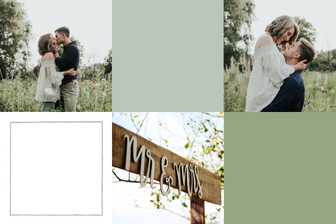 Fotokaart met groene blokken