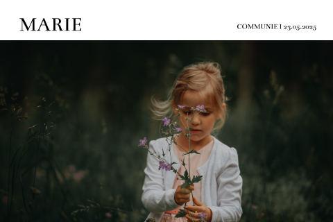 Leuk communiekaartje met foto's en strakke tekst