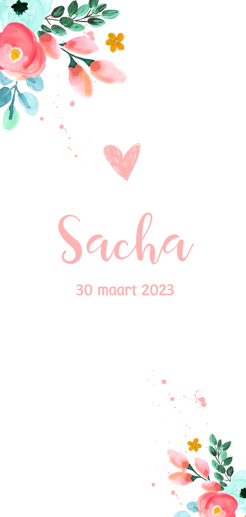 Vrolijk geboortekaartje meisje met bloemen