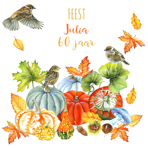 Uitnodiging voor een verjaardagsfeest met herfst kalebas
