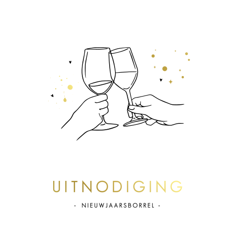 Goudfolie zakelijke nieuwjaarskaart voor borrel