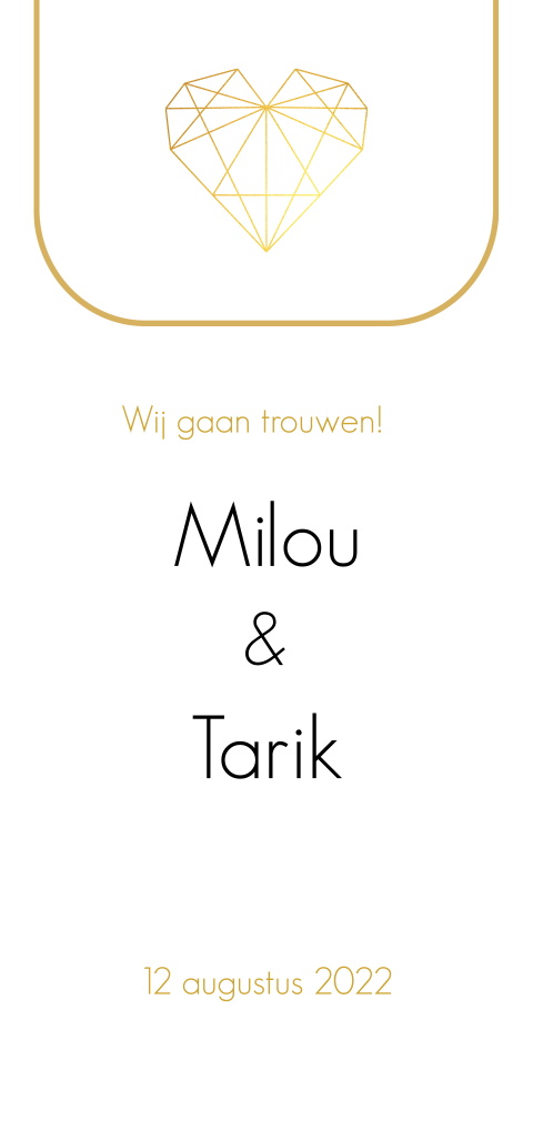 Hippe trouwkaart met grafisch hartje