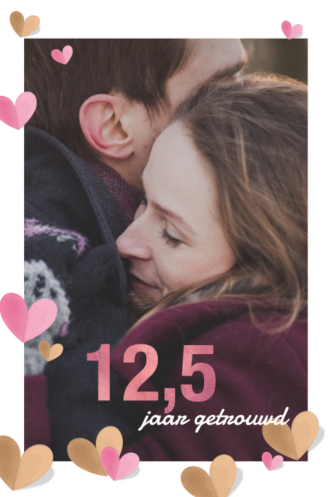 Romantische jubileumkaart 12,5 jaar met hartjes