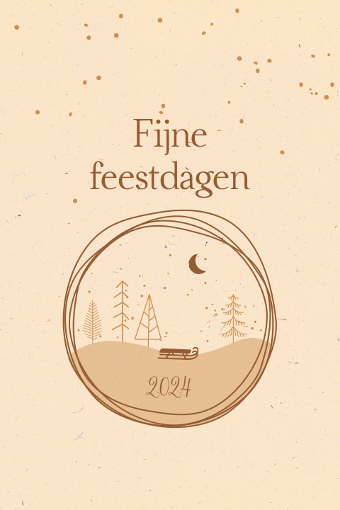 Kerstkaart op duurzaam papier met winterlandschap