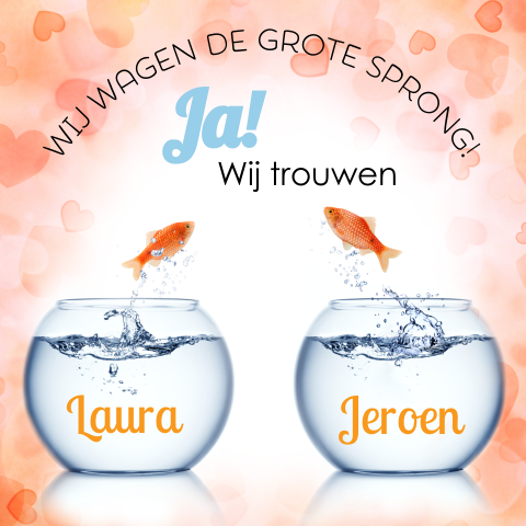 Grappige trouwkaart met vissenkommen