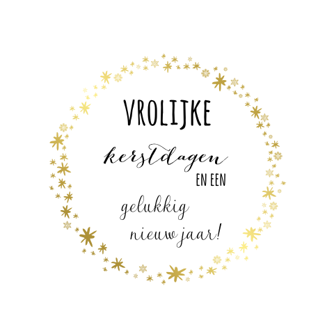 Mooie kerstkaart met een krans van goudfolie