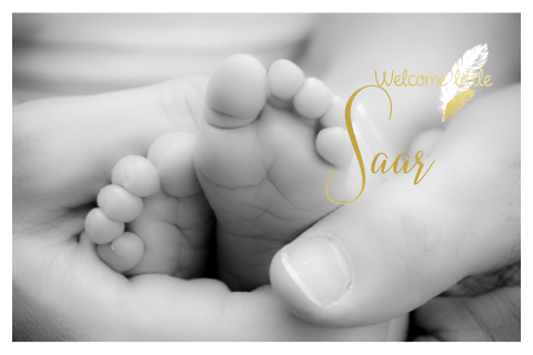 Goudfolie babykaart met foto-achtergrond