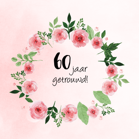 Romantische jubileumkaart met krans van rozen