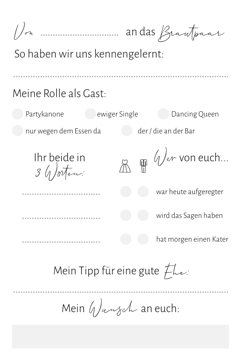 Schlichte Gästebuchkarte als Vorlage zum Selbstgestalten