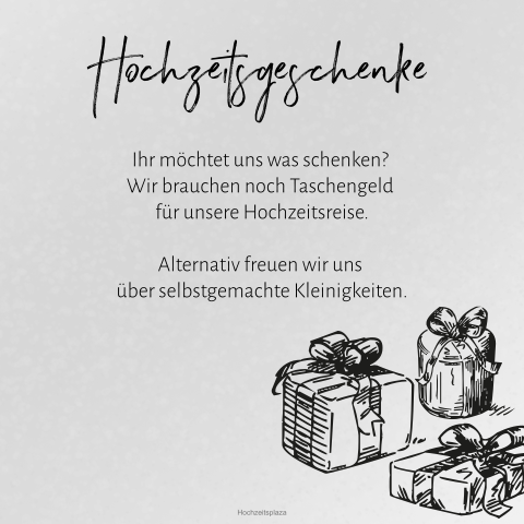 Transparentes Einlegeblatt zur Hochzeit mit Geschenken in schwarz