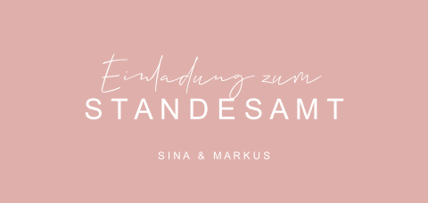 Moderne schlichte Einladung für die standesamtliche Trauung in rosa