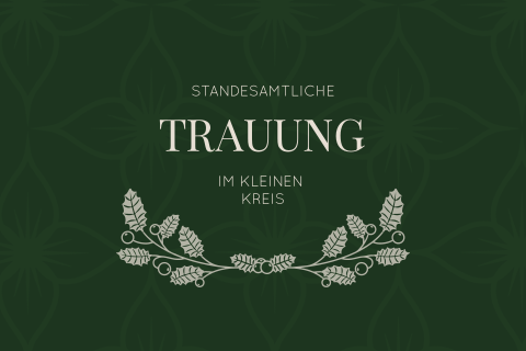 Weihnachtliche Einladung zur standesamtliche Trauung in Grün und Beige
