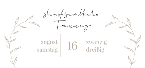 Hochzeitskarte für die standesamtliche Trauung mit Timeline