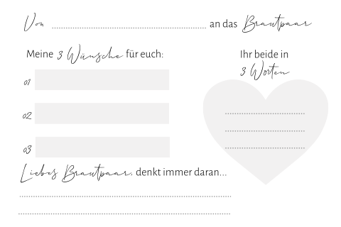 Vorlage für schlichte Gästebuchkarten zur Hochzeit fürs eigene Design