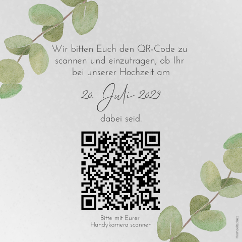 Transparentes Einlegeblatt zur Hochzeitseinladung mit Eukalyptus