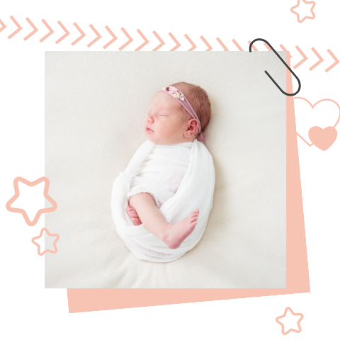 Geburtskarte mit Fotobefestigung, Sterne und Herzen in Rosa