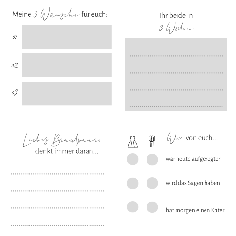 Quadratische Gästebuchkarten als 4er Set für die Selbstgestaltung