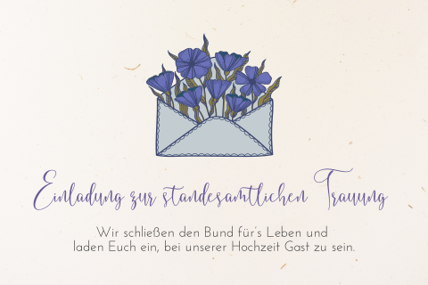 Recyclingpapierkarte für die standesamtliche Trauung mit Brief