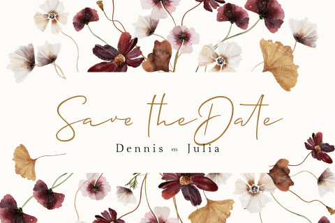 Save the Date kaart voor trouwen met veldbloemen