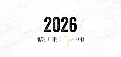 Trendy happy new year kaart met marmerlook achtergrond