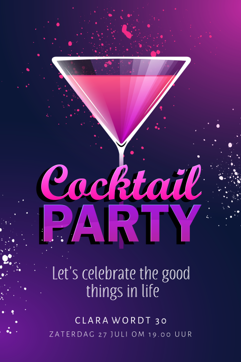 Uitnodiging 30ste verjaardag met cocktail party