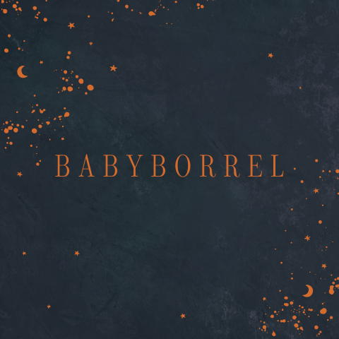 Hip babyborrelkaartje met spetters en maan