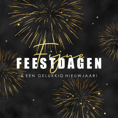 Zakelijke kerstkaart met vuurwerk en goudfolie