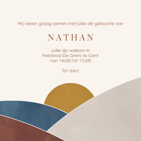 Babyborrelkaartje met boho landschap