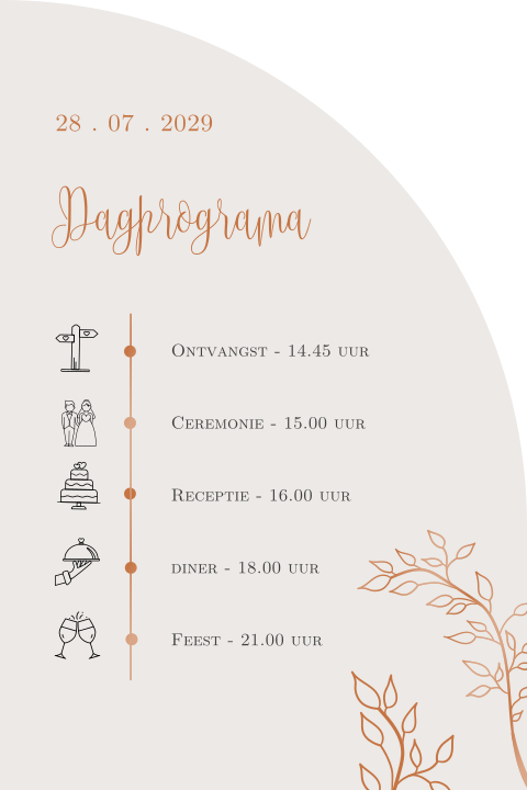 Dagprogramma voor daggasten met hoogglans en takjes