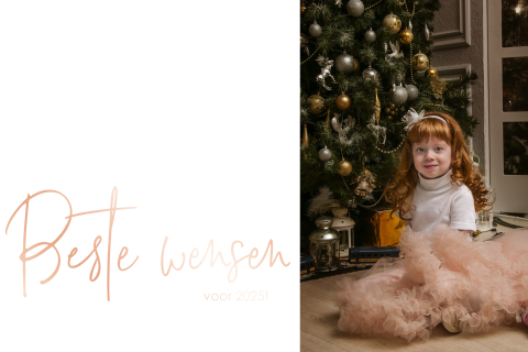 Roségoudfolie fotokaart voor nieuwjaar - liggend