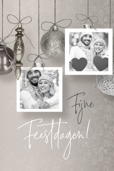Kerstkaart stijlvolle kerst 2x hangende foto