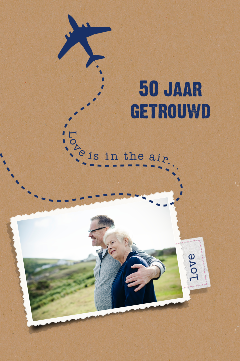Uitnodiging 50 jaar huwelijk met vliegtuig op kraftlook