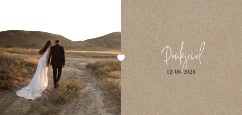 Panorama bedankkaart met foto's en hartje op kraft-look