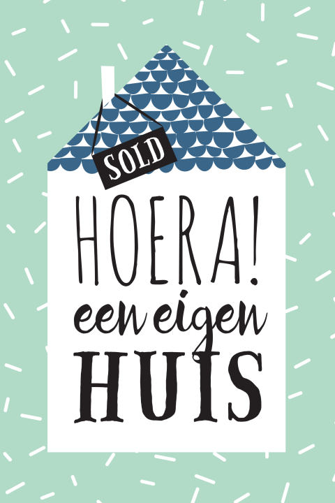 Verhuiskaart met een huis op een groene achtergrond