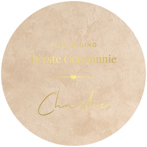 Ronde communiekaart in velvet-look en goudfolie