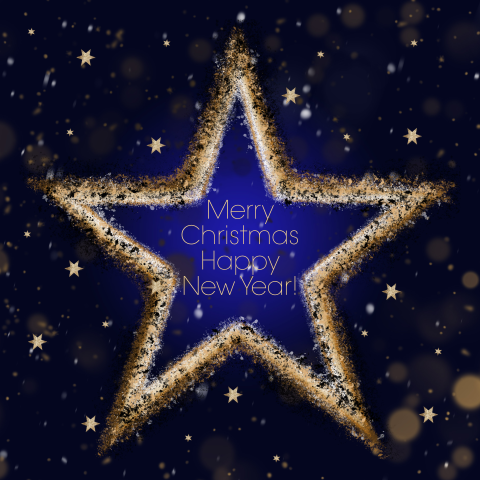 Kerstkaart gouden kerstster