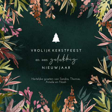 Kleurrijke vierkante kerstkaart
