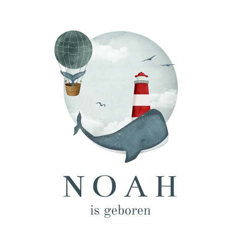 Raamsticker met illustratie van walvis en vuurtoren