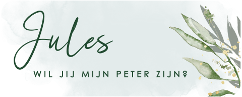 Blauwgroene sticker met aquarel blaadjes en achtergrond