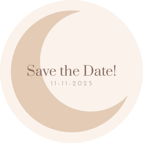 Ronde save the date kaart met maan