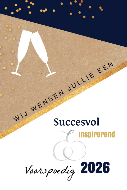 Hippe zakelijke kerstkaart met geometrische vormen en goudlook details