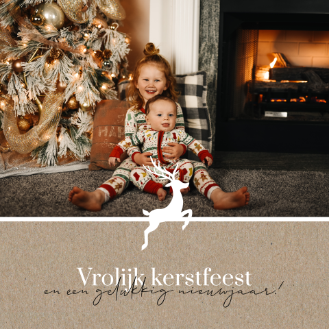 Vierkante kerstkaart in kraft-look met foto