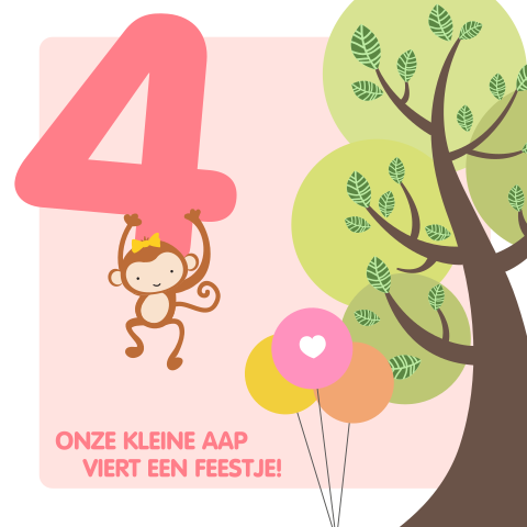 Vrolijk verjaardagskaartje met aapje