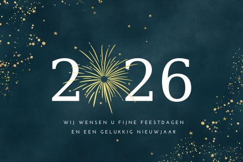 Zakelijk nieuwjaarskaart met goudfolie vuurwerk