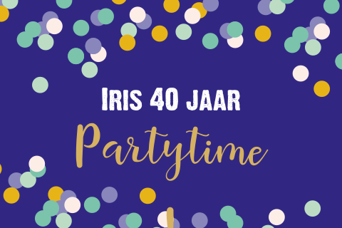 Hippe uitnodiging voor 40e verjaardag met confetti op knal blauw