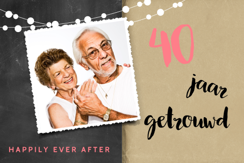 Uitnodiging jubileum 40 jaar met slingers en kraftlook